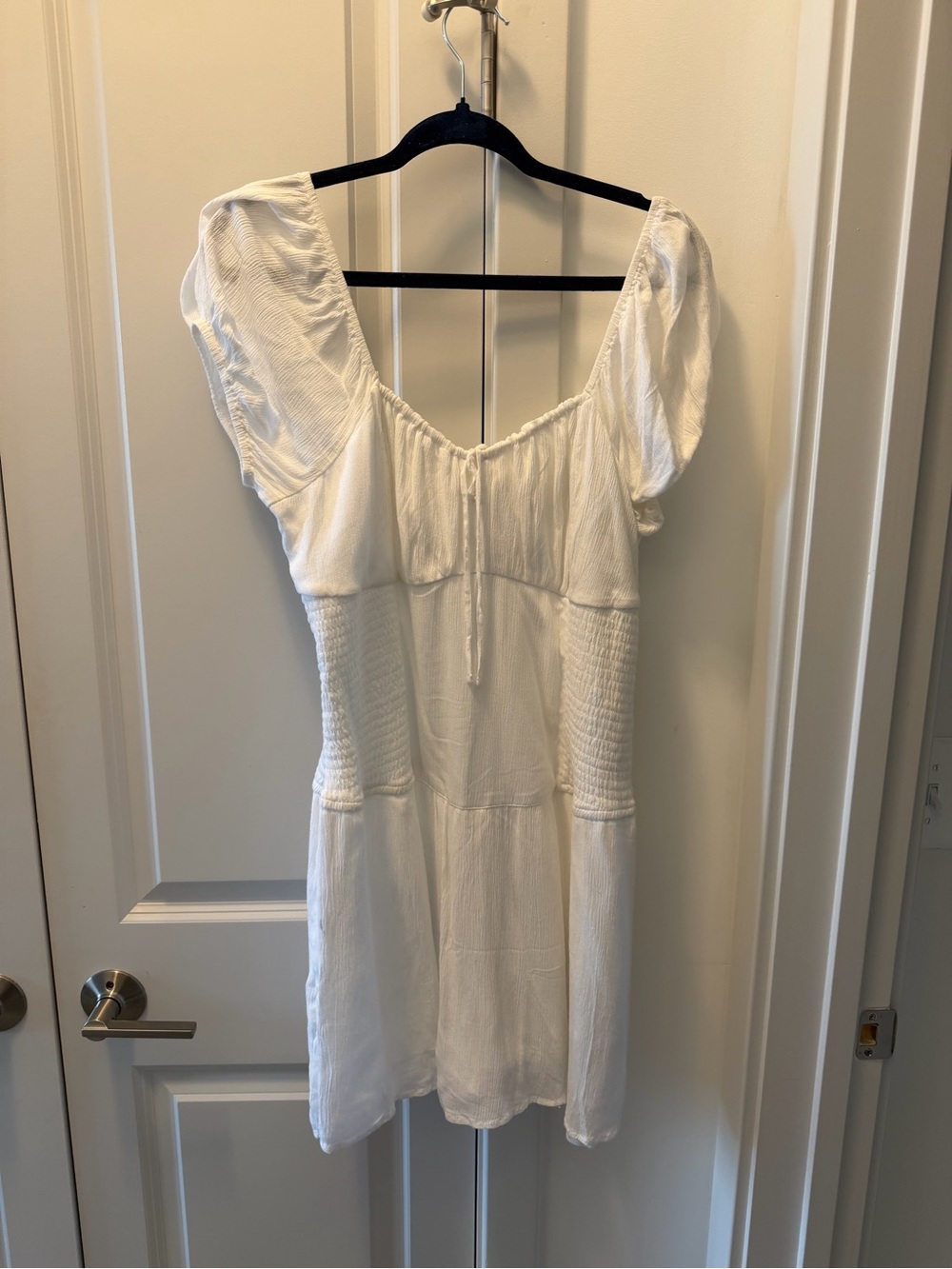 Hollister White Smocked Ruffle dress with shorts built in